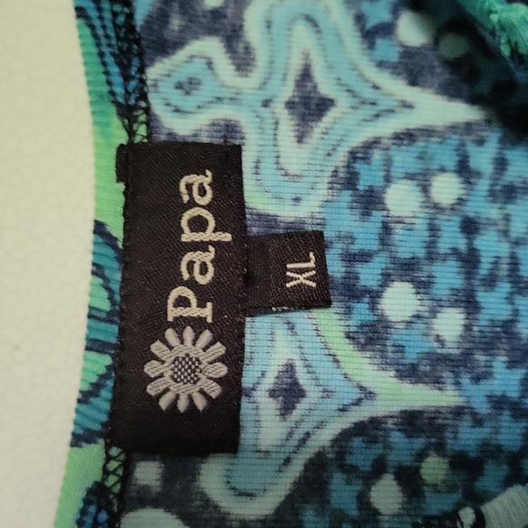 Papa Fashions 100% Cotton Sleeveless Summer Top Blue Green Size XL - Picture 3 of 6